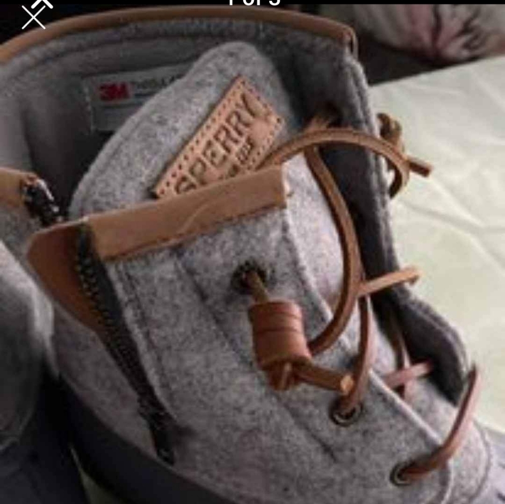 Sperry Womens Gray and Tan Boat Shoe